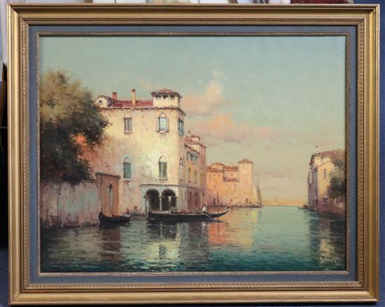 § Antoine Bouvard (French, 1870-1956) A Venetian backwater, 19.5 x 25.5in.